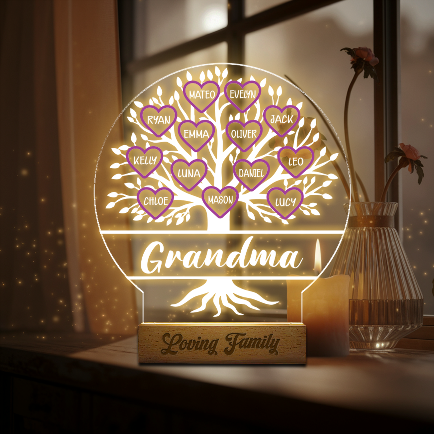 Aeluxlas Personalized Tree of Life Night Light Mother's Day Gift with Kids Names, Gift for Parents Grandparents, Gift for Mom, Gifts from Kids