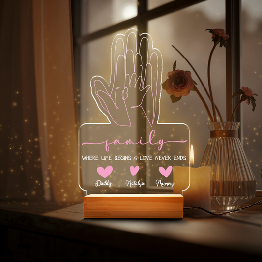 Aeluxlas Personalized Family Night Light, Baby and Puppy Gift, Family Hands Baby Shower Gift New Baby, Newborn Family Hand Prints, Baby Shower Gift