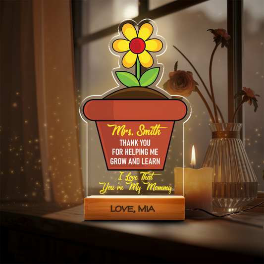 Aeluxlas Personalized Flower Pot Night Light, Gifts for Mothers Day Gifts, Grandmas Garden Gift for Grandma, Gifts from Daughter