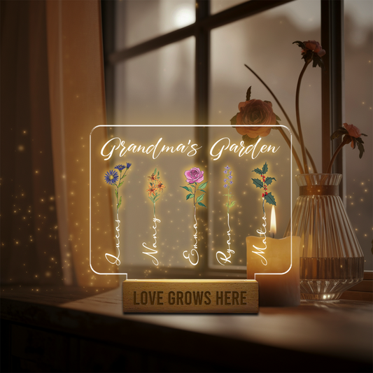 Aeluxlas Personalized Grandma's Garden Night Light, Grandma Gift, Mother's Day Gift For Grandma, Gift For Grandma