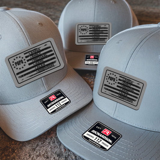 Custom Kid's Names American Flag Trucker Hat, World's Best Dad Trucker Hat, Gift for Husband TNB188