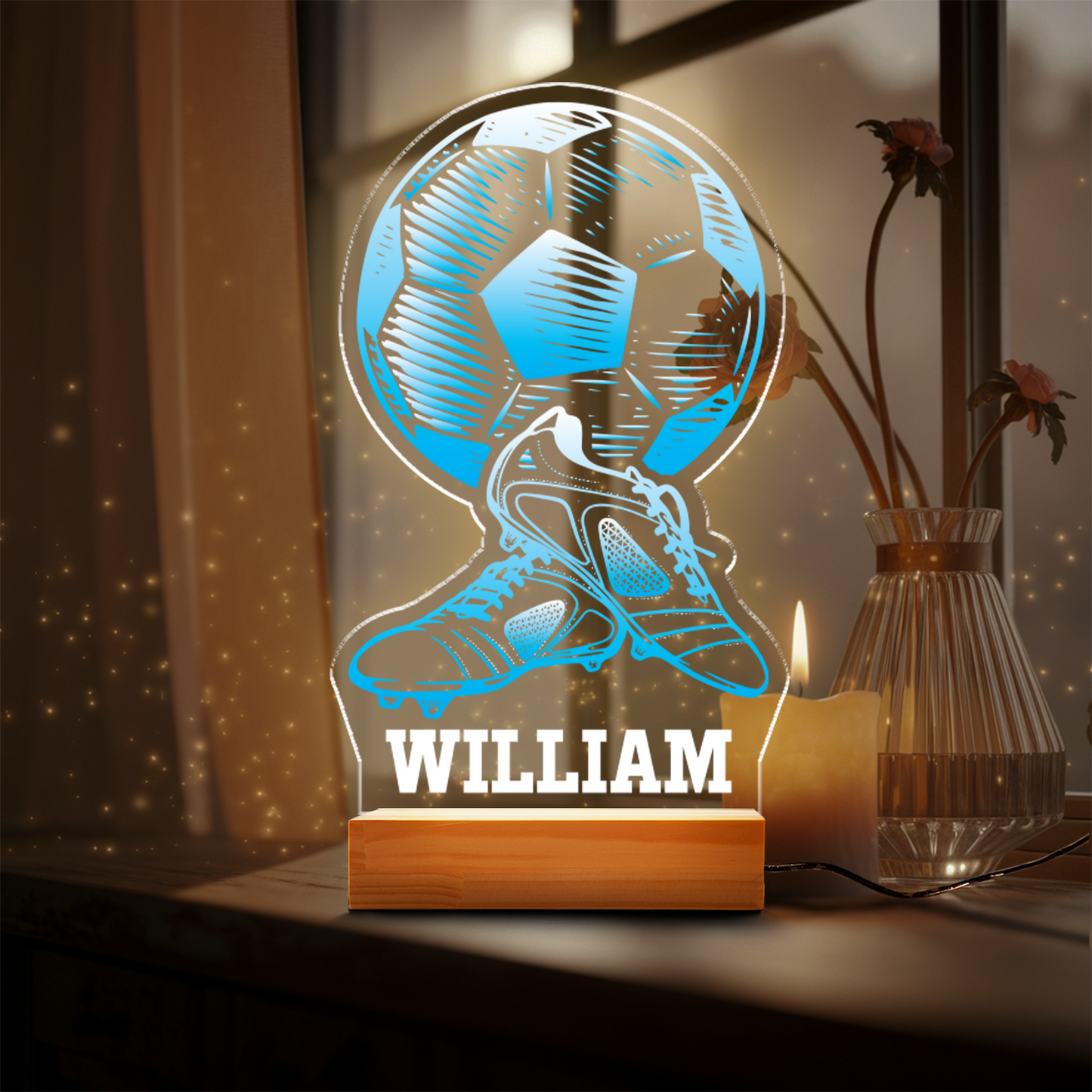 Personalized Soccer Lamp - Unique Bedroom Night Light and Home Decor Gifts for Kids and Soccer Fans