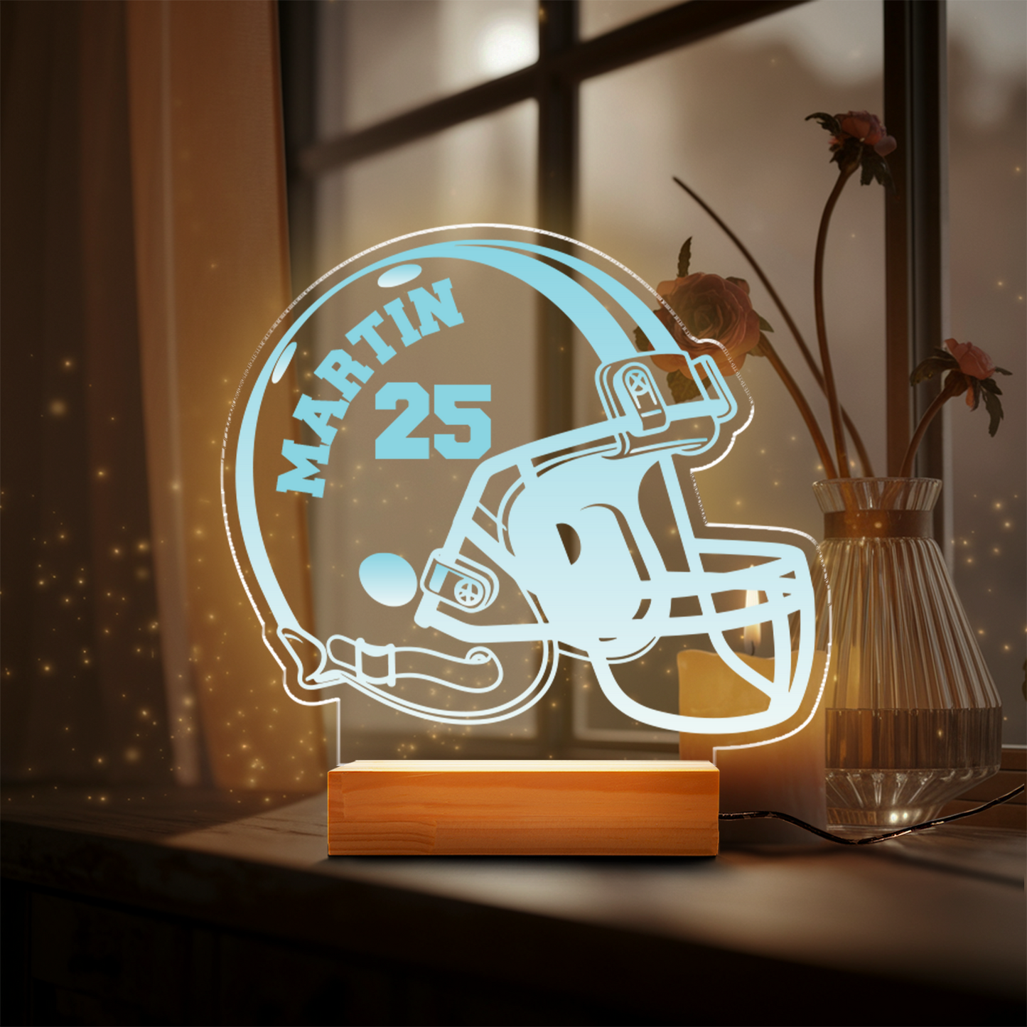 TNN030 Personalized Football LED Night Light, Football Night Light, Custom Football Night Light, Football Kids Bedroom Light, LED Bedroom Light