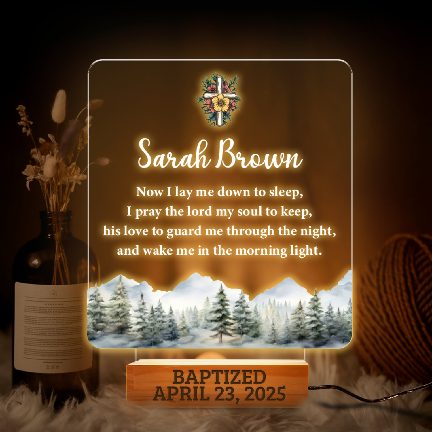 Aeluxlas Baptism Night Light, Custom Baby Night Lamp, Baptism Gift, Baby Gift Personalized, Baby Boy Gift, Nursery Decor, Dedicated Gift