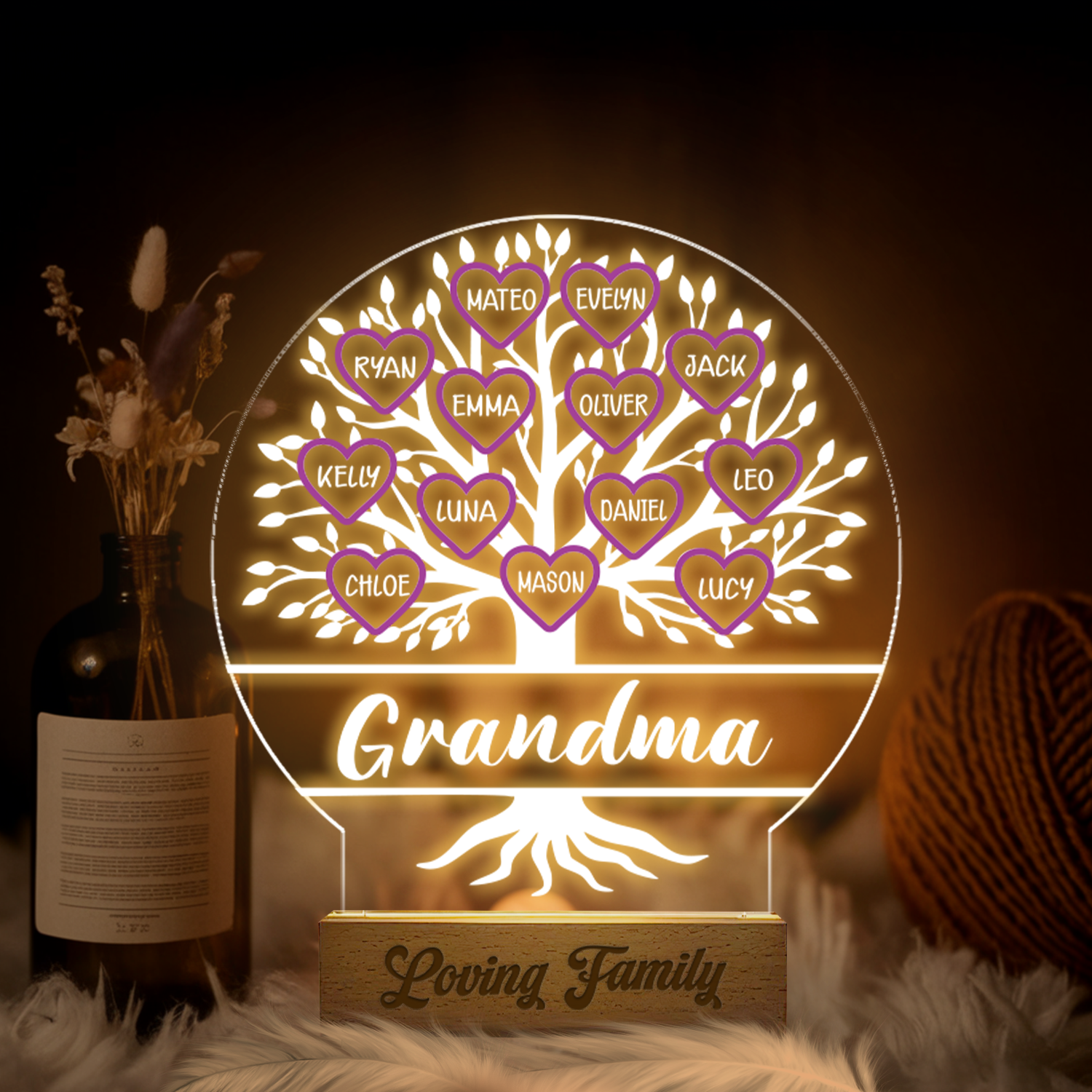 Aeluxlas Personalized Tree of Life Night Light Mother's Day Gift with Kids Names, Gift for Parents Grandparents, Gift for Mom, Gifts from Kids