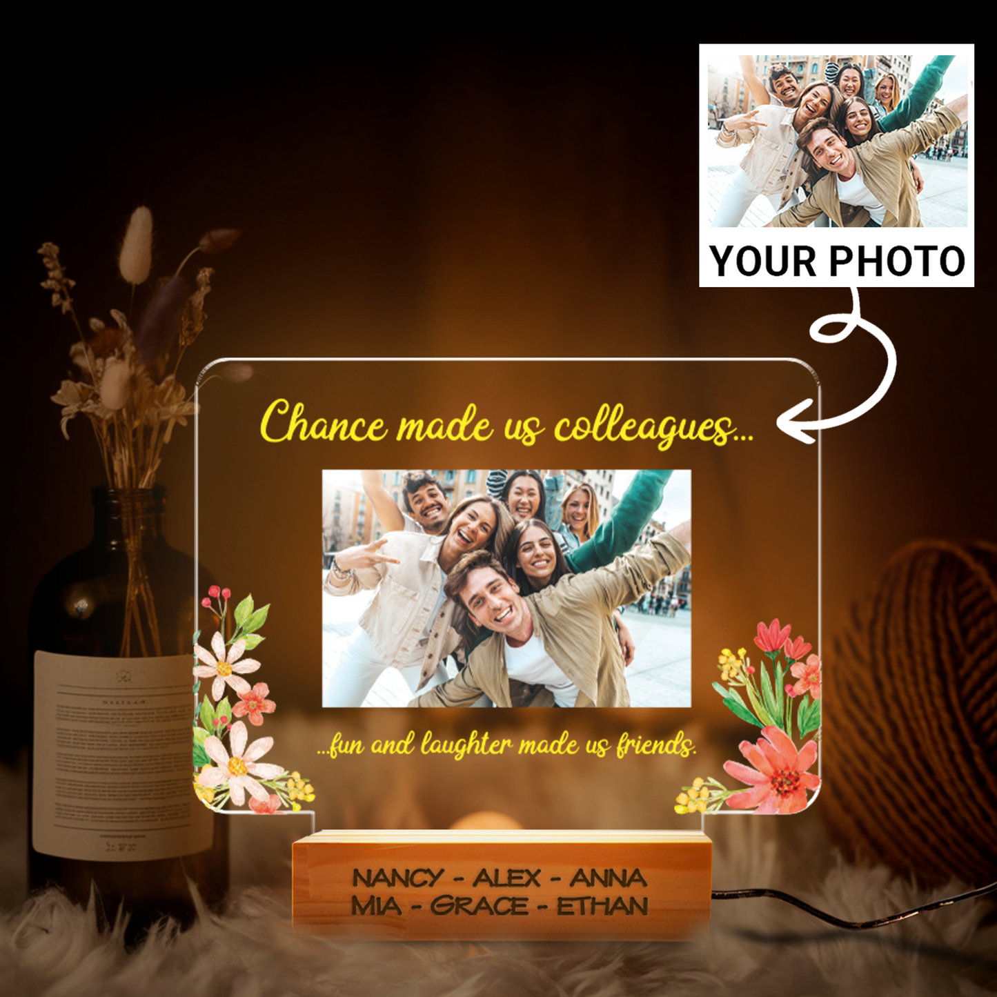 Aeluxlas Custom Photo Colleagues Night Light, Personalized Photo LED Night Light, Besties Photo Gifts, Photo Keepsake, Photo Gifts