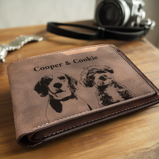 Custom Pet Photo Engraved Wallet - Personalized Dog Dad & Cat Dad Wallet, New Dog Memorial Gift, Unique Dog Lover Present TNW030