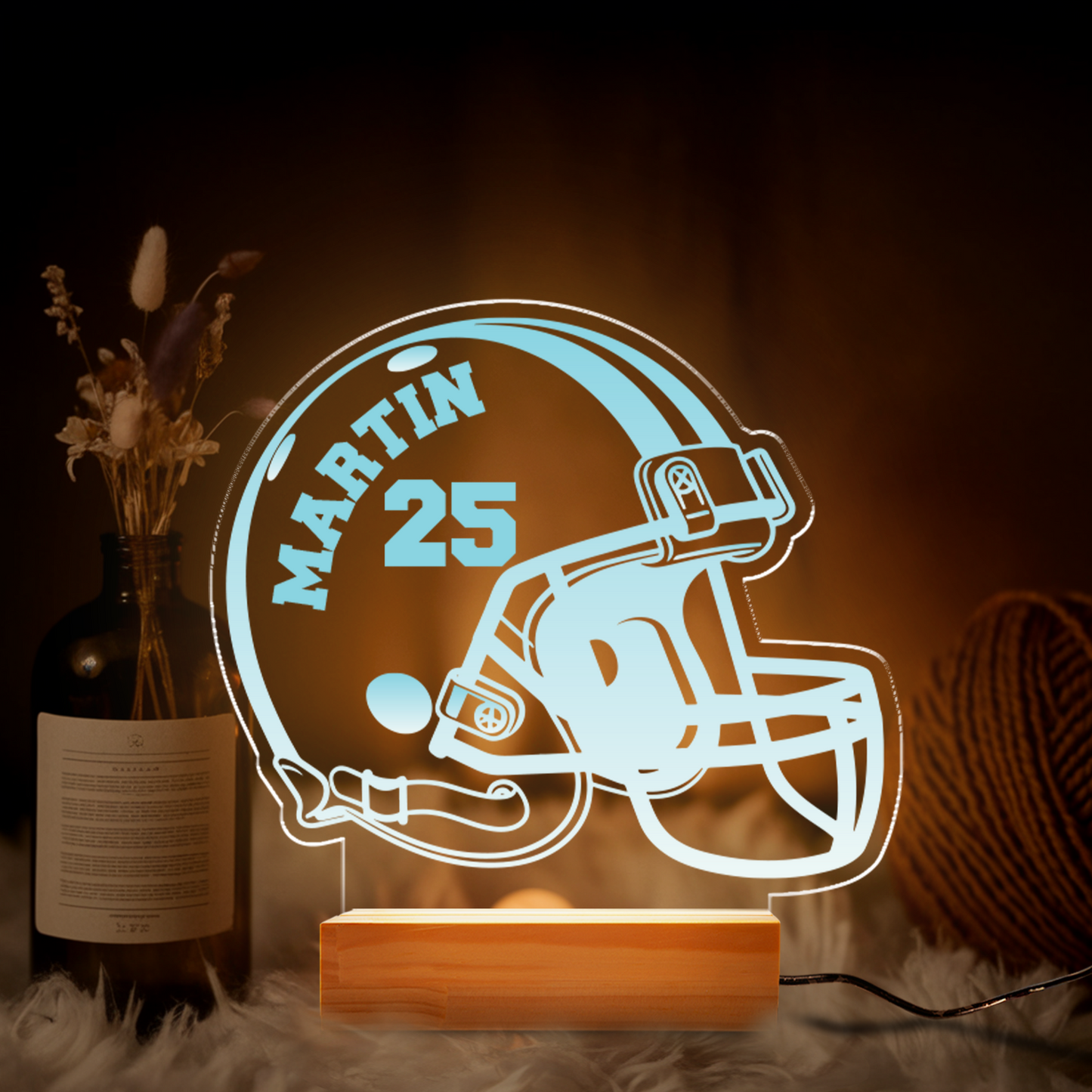 TNN030 Personalized Football LED Night Light, Football Night Light, Custom Football Night Light, Football Kids Bedroom Light, LED Bedroom Light