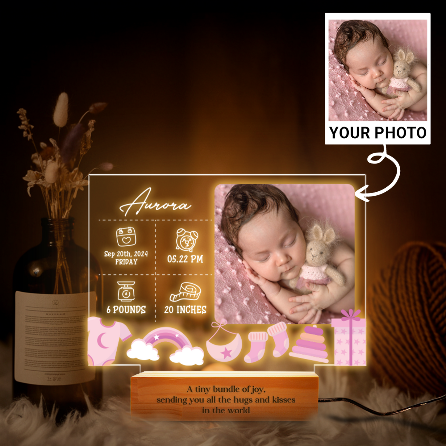 TNN021 Custom Photo Baby Night Light, Personalized Acrylic Night Light With Photos, Kid Gift, Custom Photo Gift