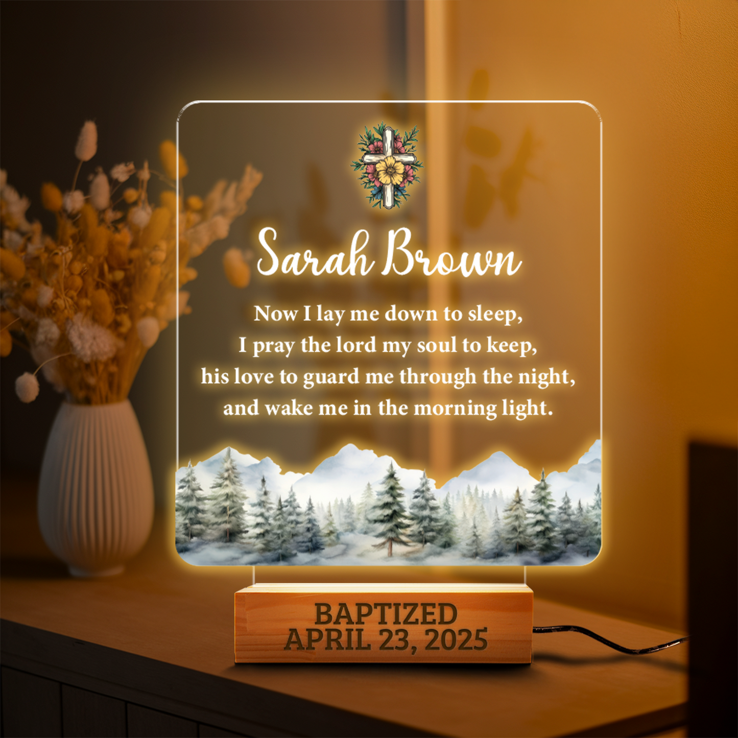 Aeluxlas Baptism Night Light, Custom Baby Night Lamp, Baptism Gift, Baby Gift Personalized, Baby Boy Gift, Nursery Decor, Dedicated Gift