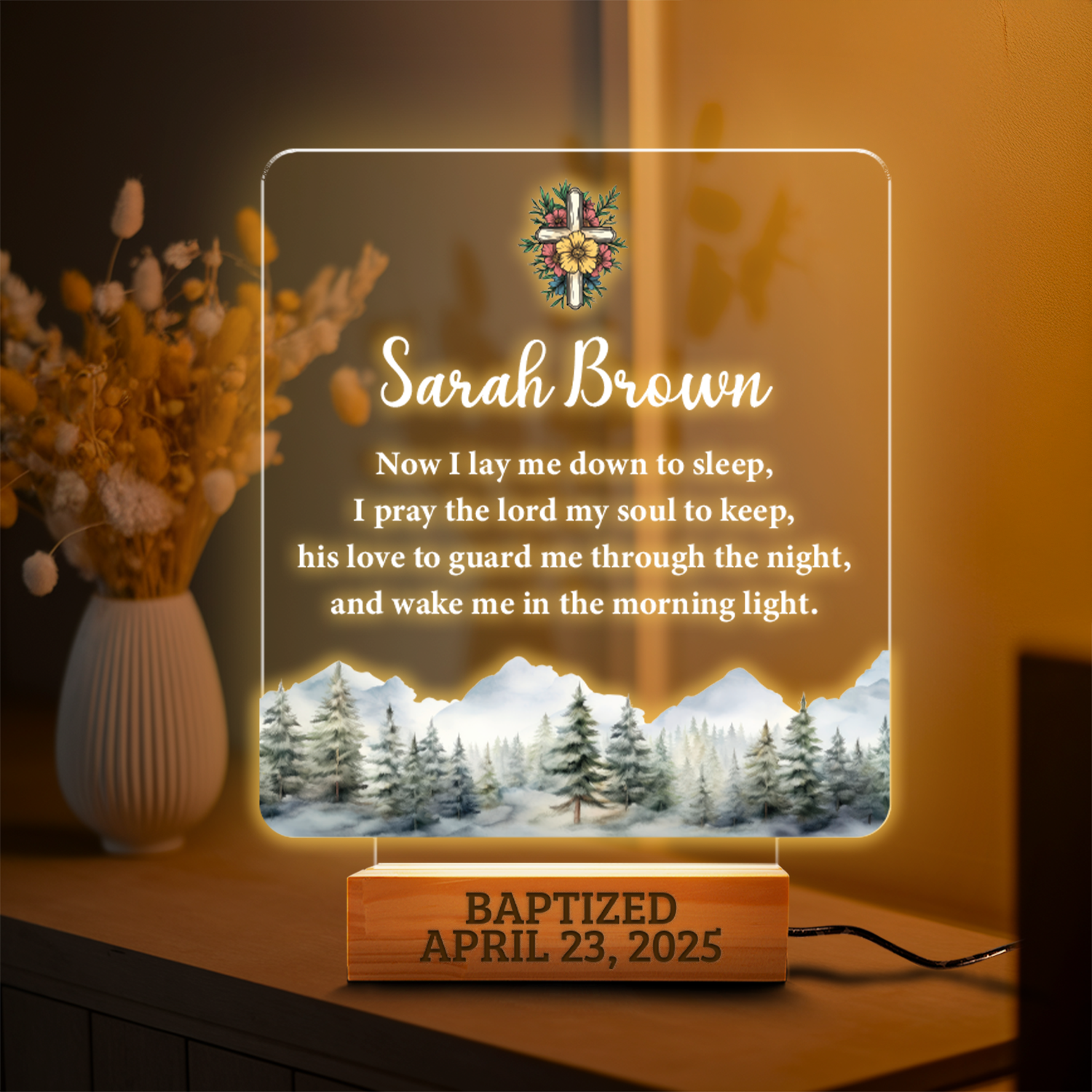 Aeluxlas Baptism Night Light, Custom Baby Night Lamp, Baptism Gift, Baby Gift Personalized, Baby Boy Gift, Nursery Decor, Dedicated Gift