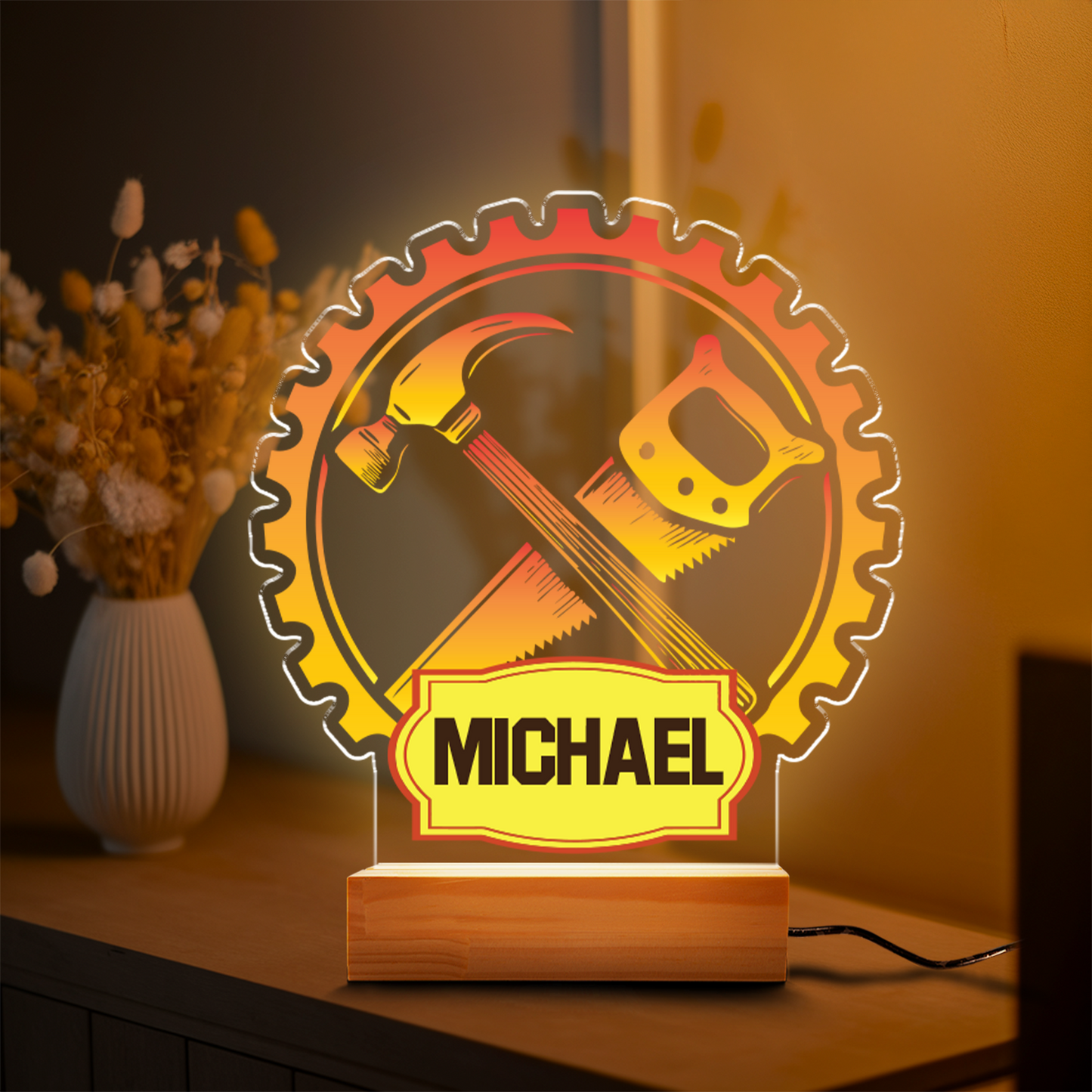 Aeluxlas Personalized Grandpas Garage LED Night Light, Gifts for Grandpa, Grandpa Gift, Custom Gift For Grandpa, Gift for Dad