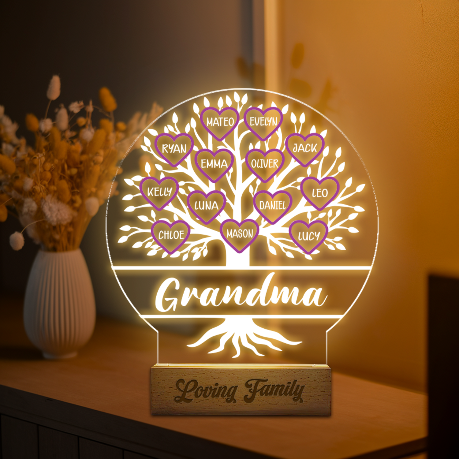 Aeluxlas Personalized Tree of Life Night Light Mother's Day Gift with Kids Names, Gift for Parents Grandparents, Gift for Mom, Gifts from Kids