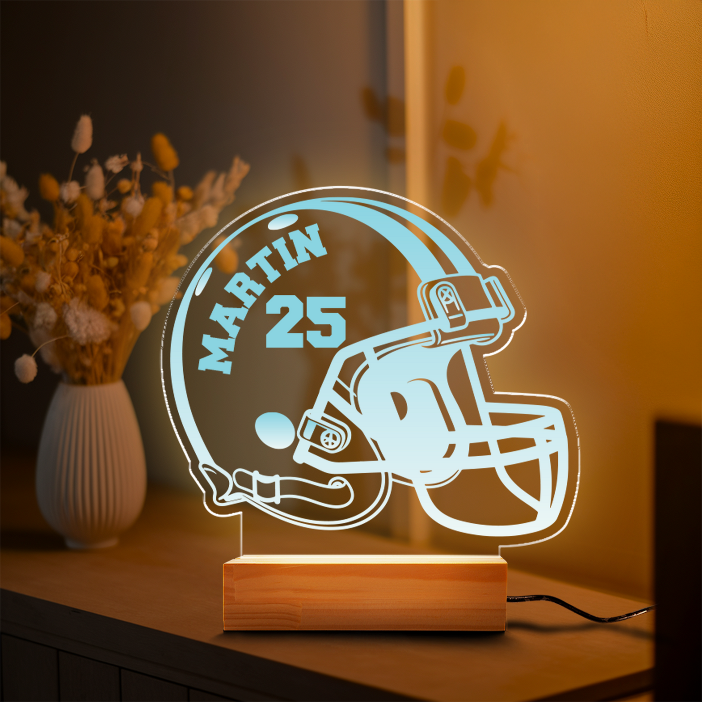 TNN030 Personalized Football LED Night Light, Football Night Light, Custom Football Night Light, Football Kids Bedroom Light, LED Bedroom Light