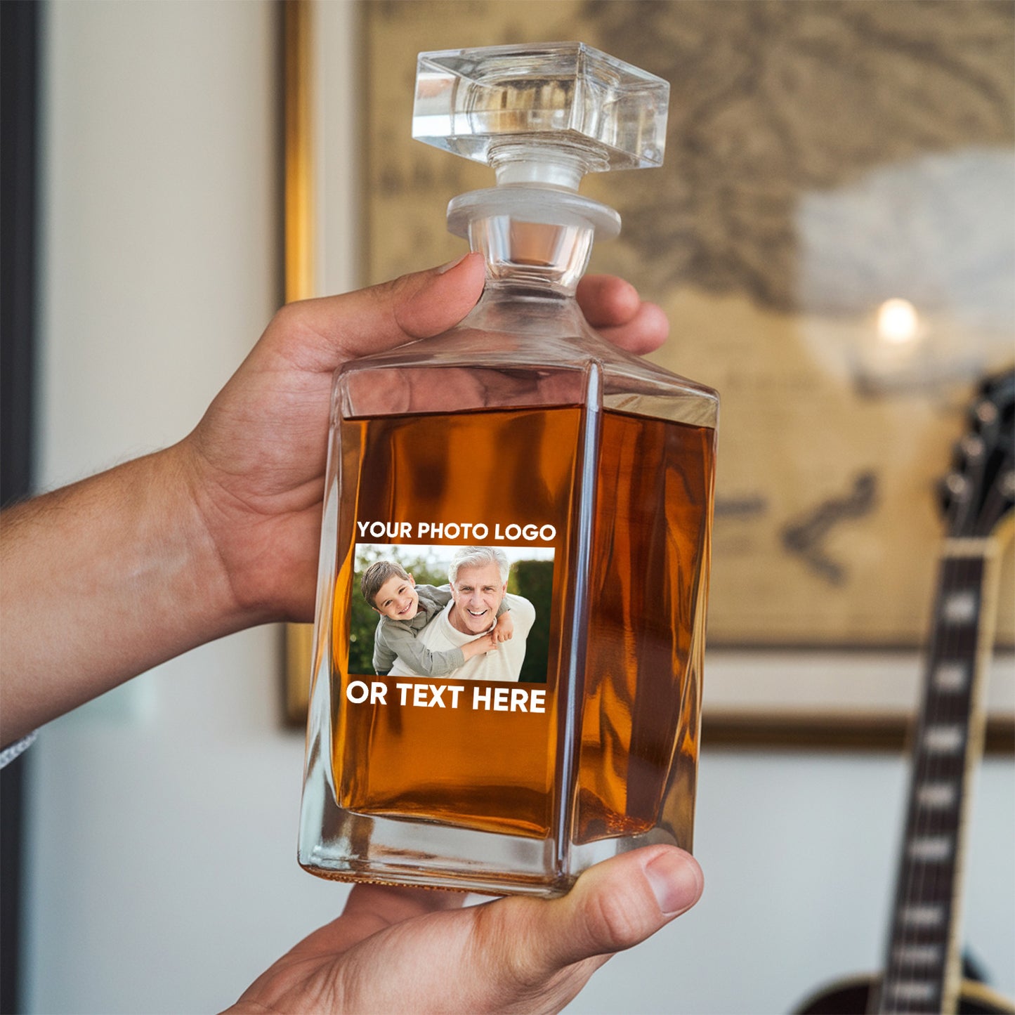 Custom Decanter, Personalized Whiskey Bottle, Photo On Decanter, Custom Gift For Men, Custom Whiskey Decanter