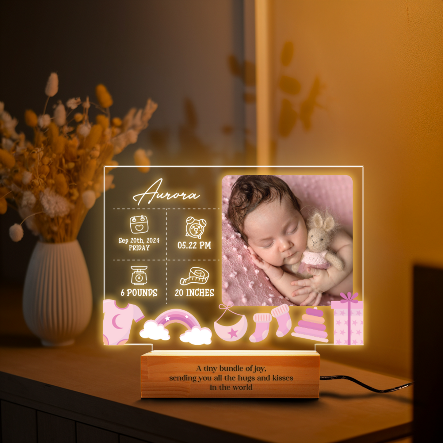TNN021 Custom Photo Baby Night Light, Personalized Acrylic Night Light With Photos, Kid Gift, Custom Photo Gift