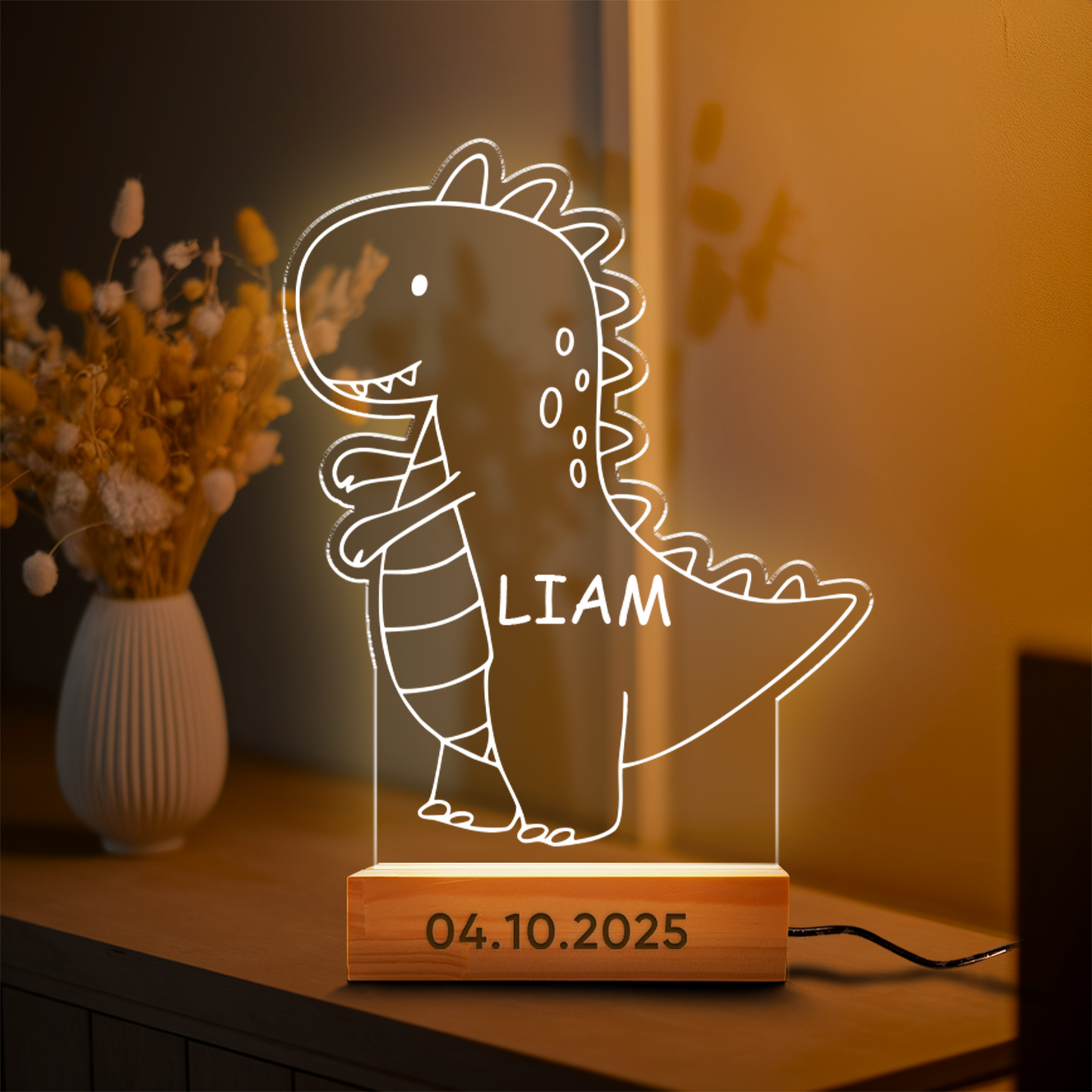 TNN050 Personalized Kids Night Light Dinosaur for Kids Perfect Birthday Gift for Girls or Boys Custom Name Handmade Led Kids Bedroom Decor
