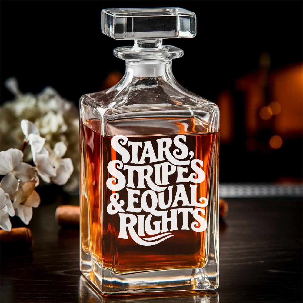 Stars, Stripes & Equal Rights Whiskey Decanter Set โ 4th of July Gift THUC99DI03
