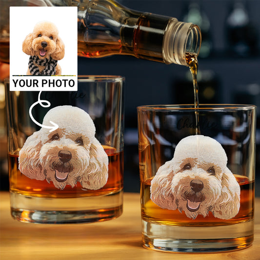 Custom Dog Photo Whiskey Glass 11oz – Personalized Gift for Dog & Cat Owners THUC99WI03