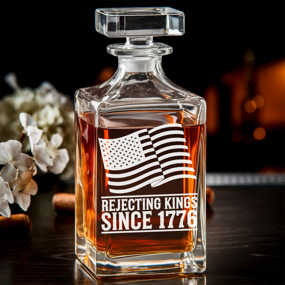 Rejecting Kings 1776 Whiskey Glass – Patriotic Decanter Gift Set for Men, Dad, Friends THUC99DI04