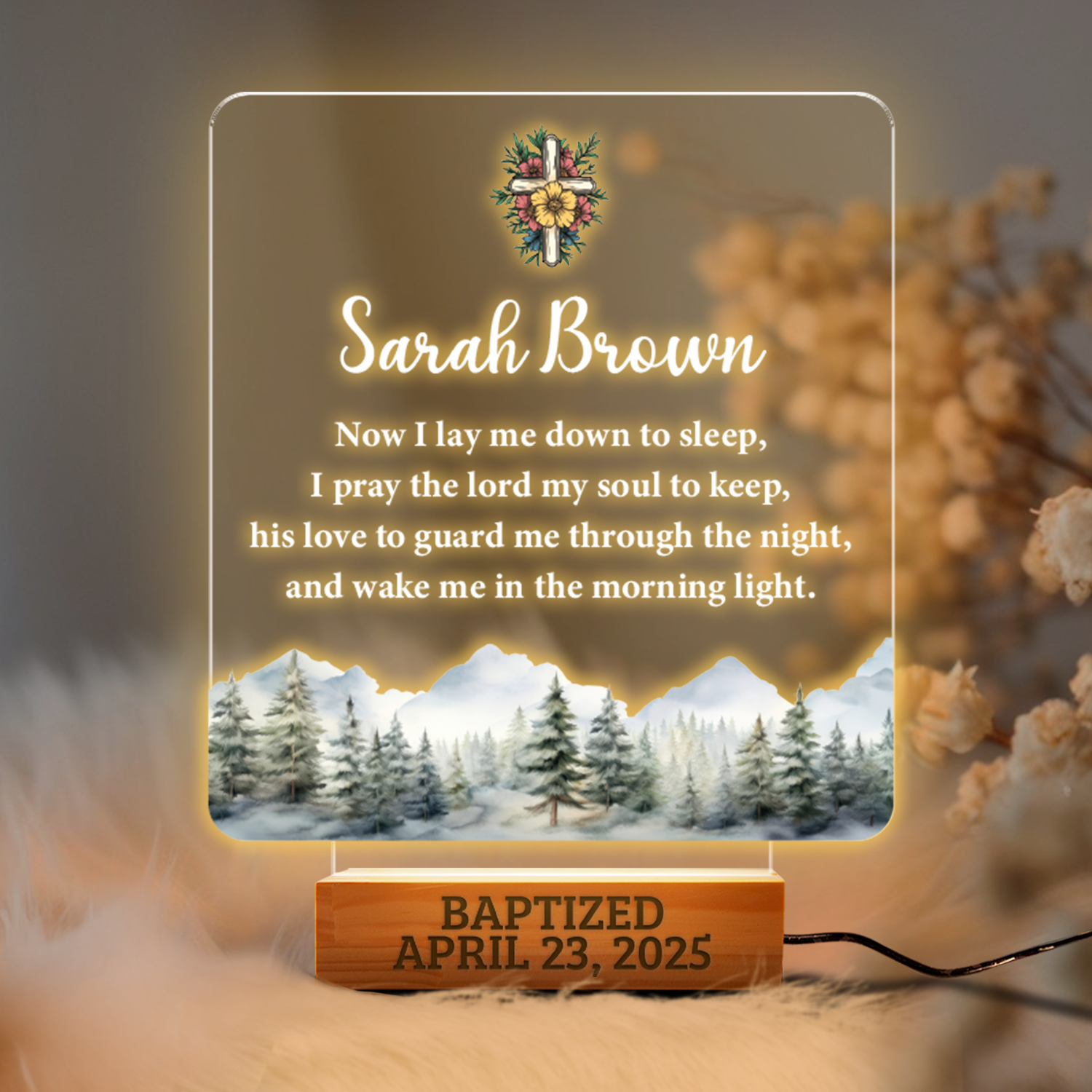 Aeluxlas Baptism Night Light, Custom Baby Night Lamp, Baptism Gift, Baby Gift Personalized, Baby Boy Gift, Nursery Decor, Dedicated Gift