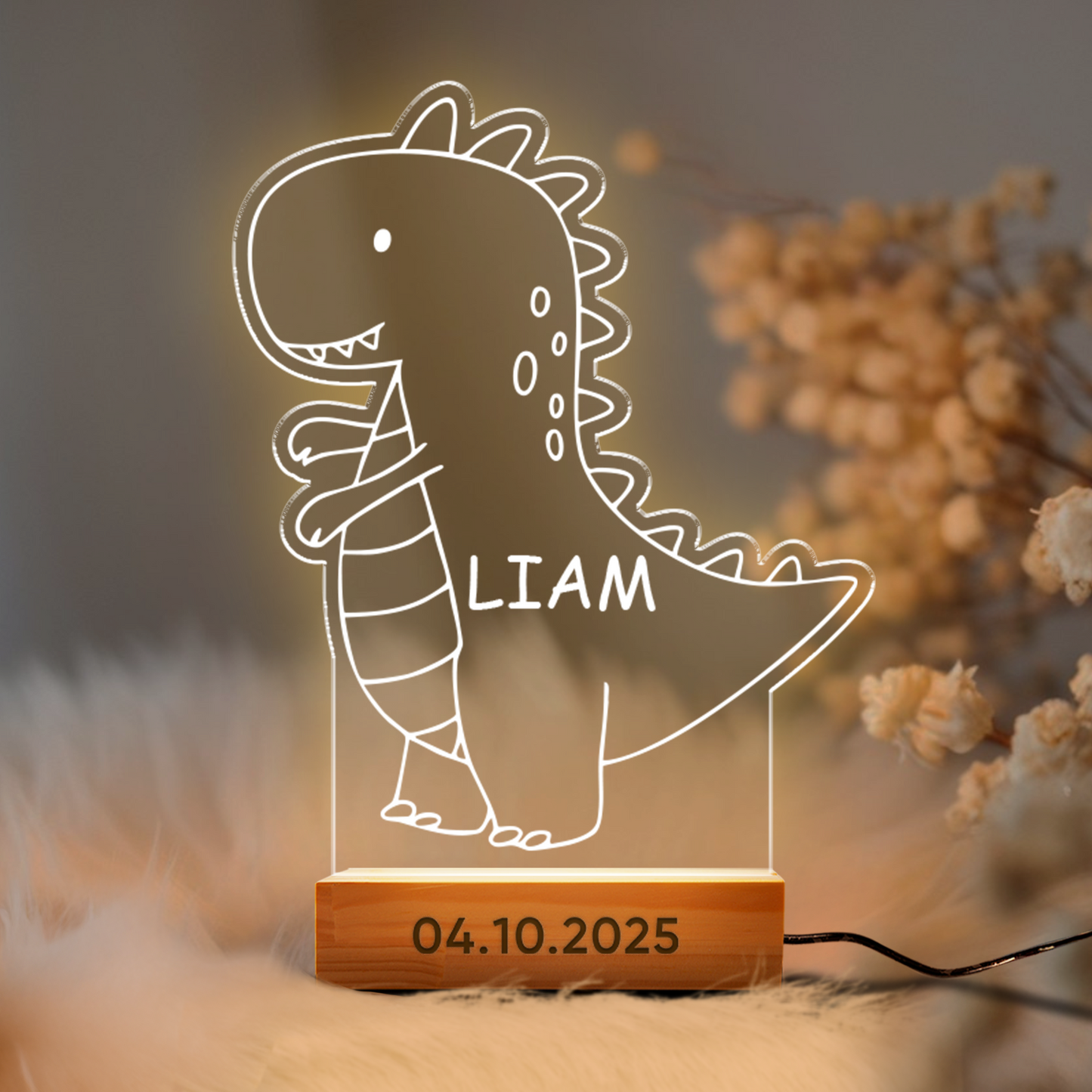 TNN050 Personalized Kids Night Light Dinosaur for Kids Perfect Birthday Gift for Girls or Boys Custom Name Handmade Led Kids Bedroom Decor