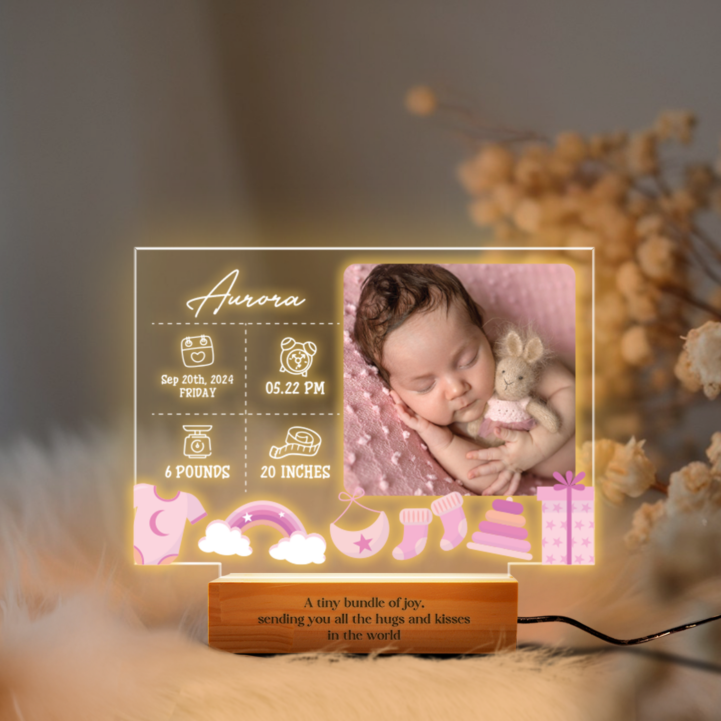 TNN021 Custom Photo Baby Night Light, Personalized Acrylic Night Light With Photos, Kid Gift, Custom Photo Gift