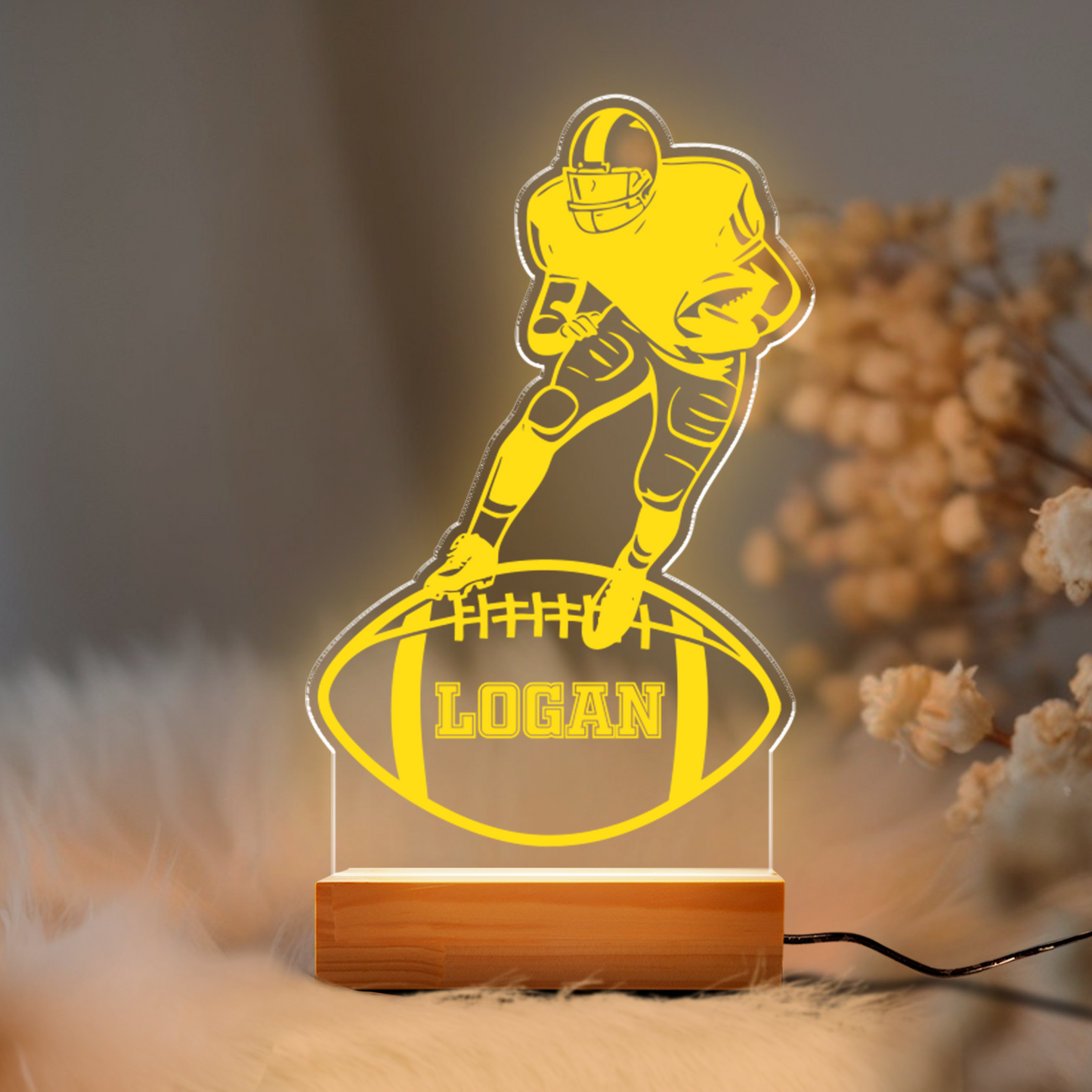 TNN051 Personalized Football Player LED Gift, LED Night Light Room Decor, Kids Football Led Room Night Light Lamp