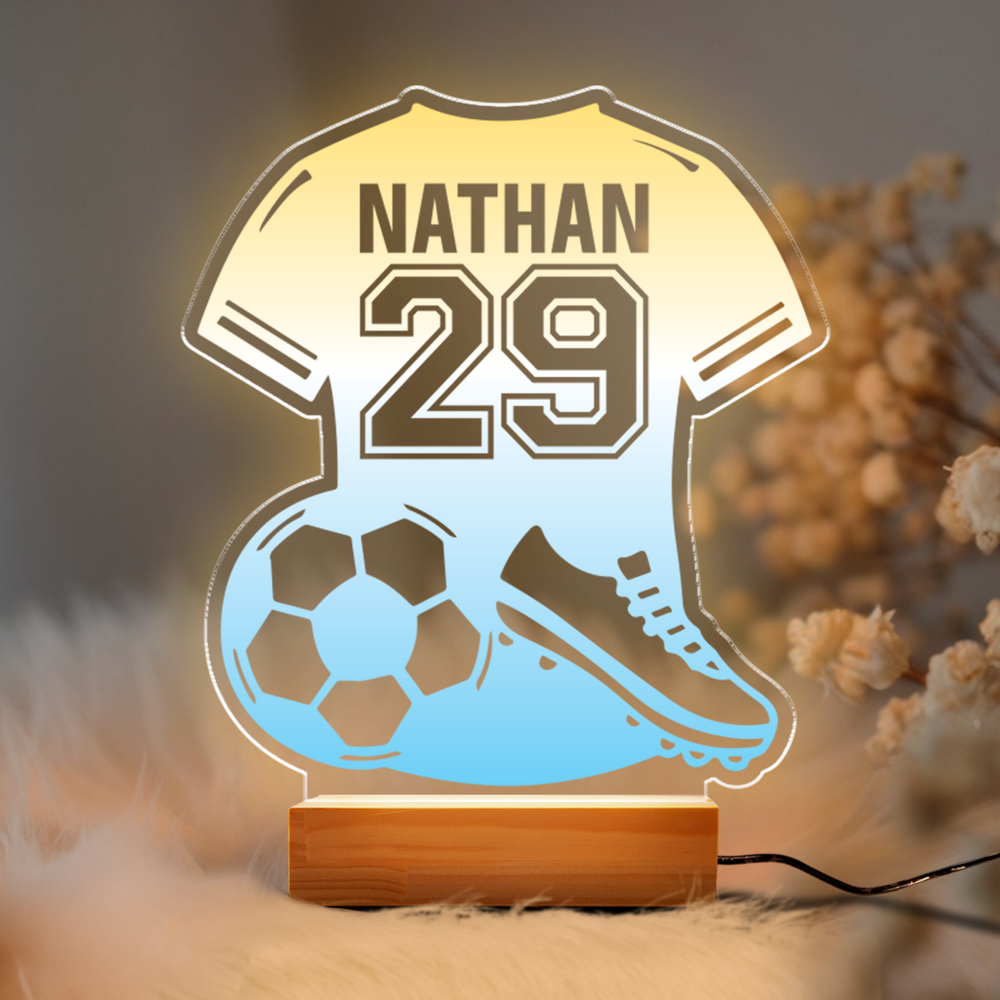 Personalized Soccer Lamp - Unique Bedroom Night Light and Home Decor Gifts for Kids and Soccer Fans