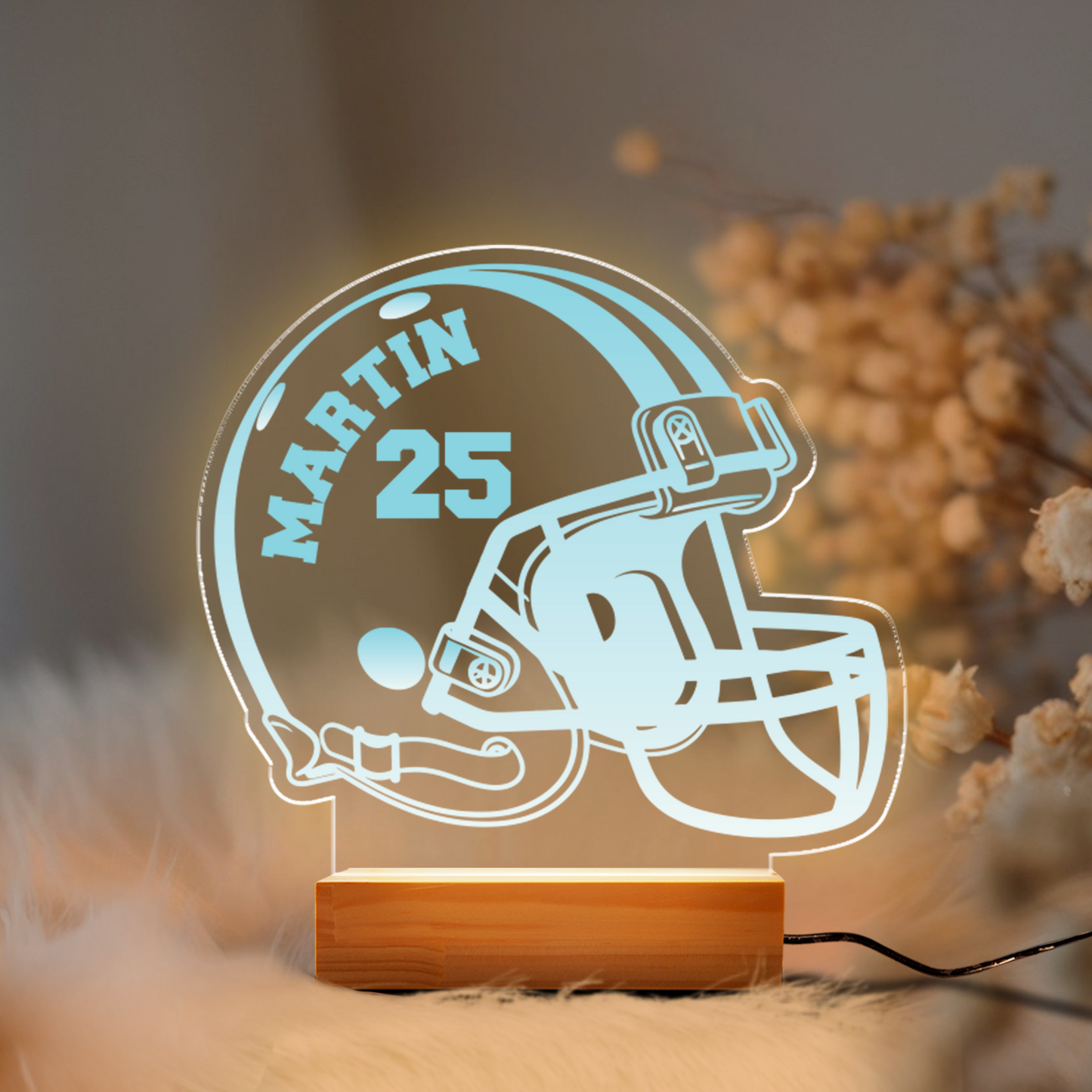 TNN030 Personalized Football LED Night Light, Football Night Light, Custom Football Night Light, Football Kids Bedroom Light, LED Bedroom Light