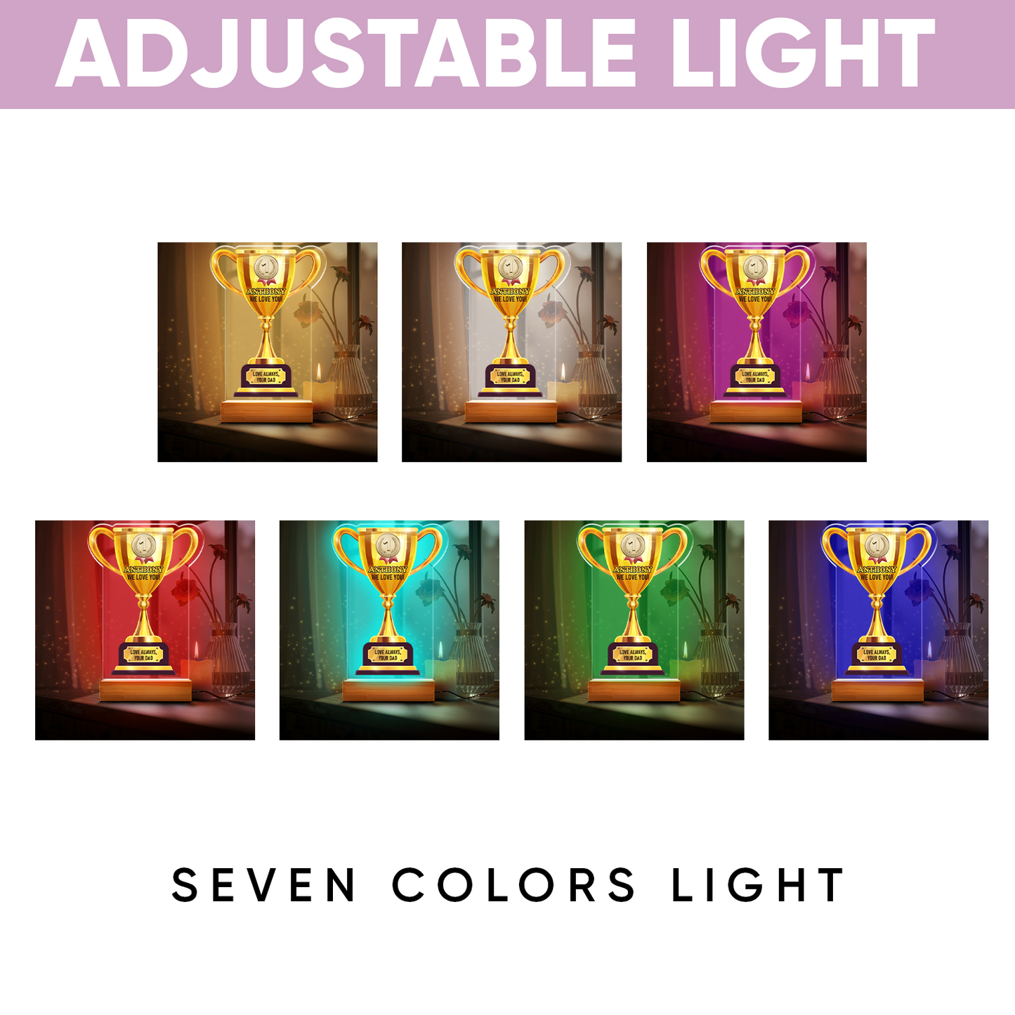 Aeluxlas Personalized Trophy Night Light, Cup Keepsake, Perfect Gift for Winner, Unique Room Decor, Victory Cup Trophy