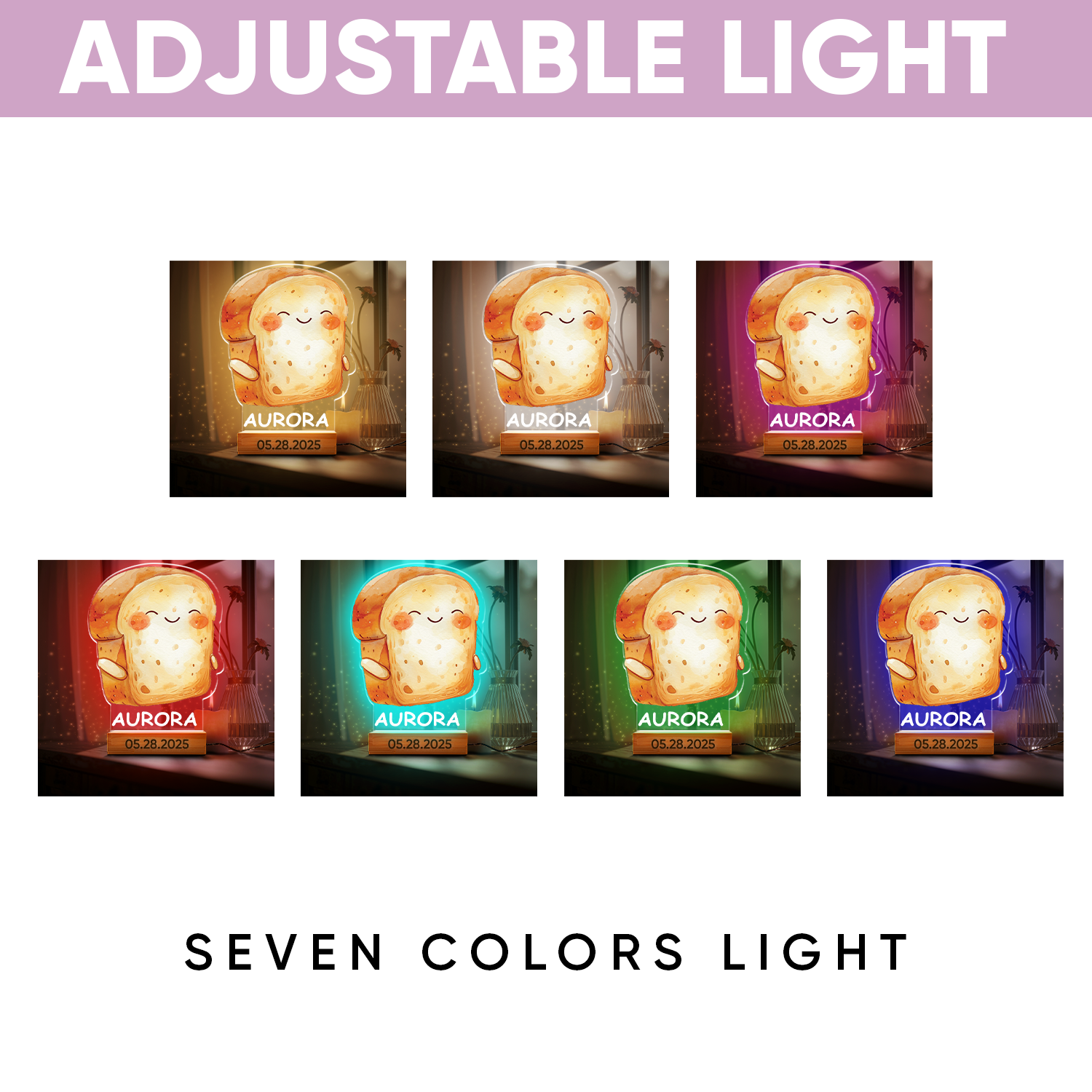 Aeluxlas Personalized Cute Bread Night Light, Personalized Acrylic Light, Bread Decor, Baby Shower Gift