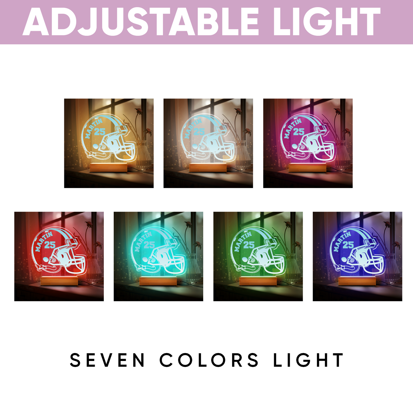 TNN030 Personalized Football LED Night Light, Football Night Light, Custom Football Night Light, Football Kids Bedroom Light, LED Bedroom Light