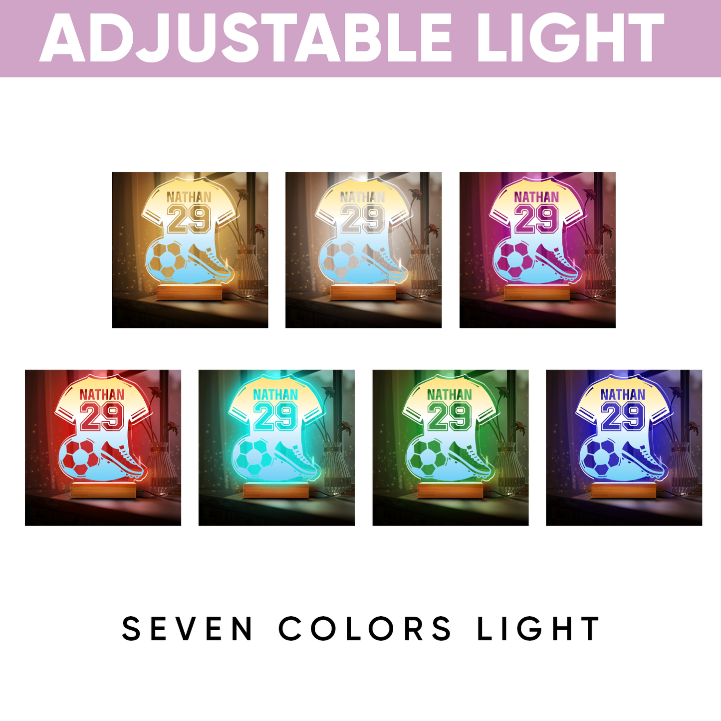 Personalized Soccer Lamp - Unique Bedroom Night Light and Home Decor Gifts for Kids and Soccer Fans