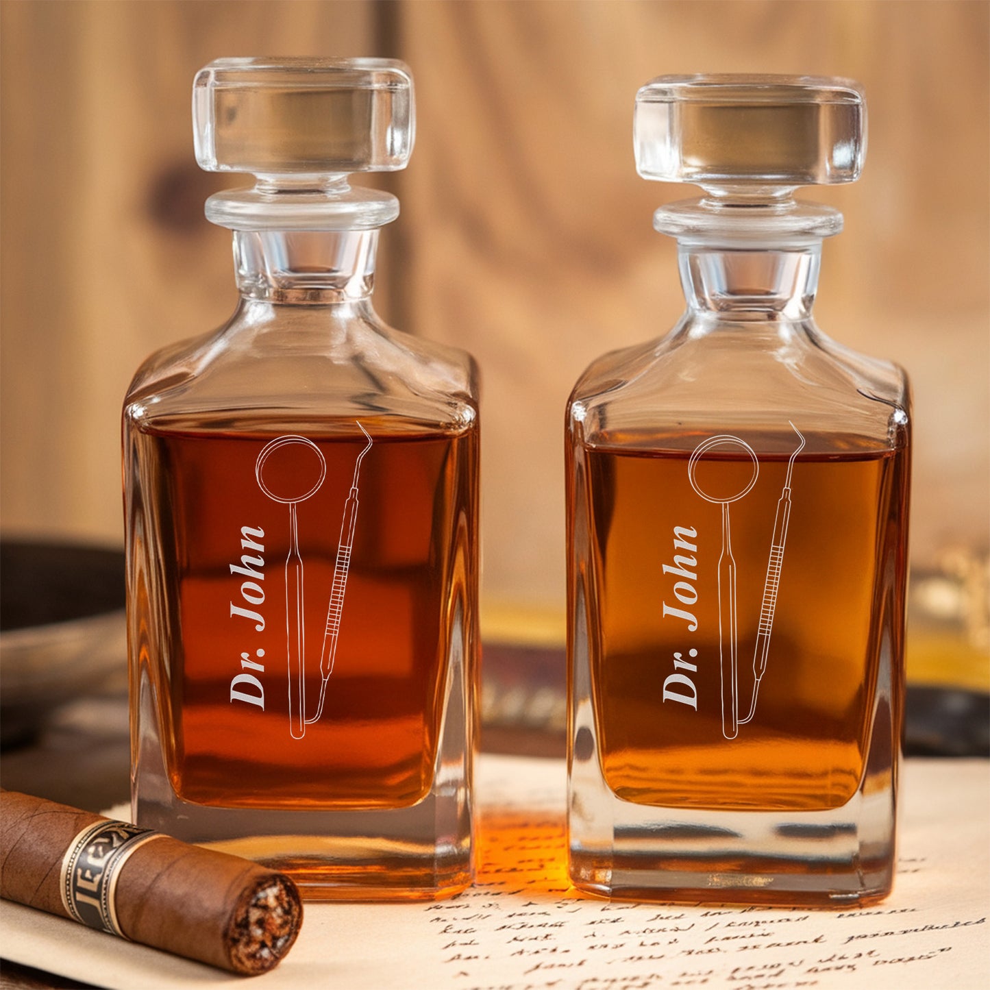 Personalized Dentist Name Decanter With Whiskey Glasses, Dentist Gift, Dentist Graduation Gift Orthodontist Name TND080