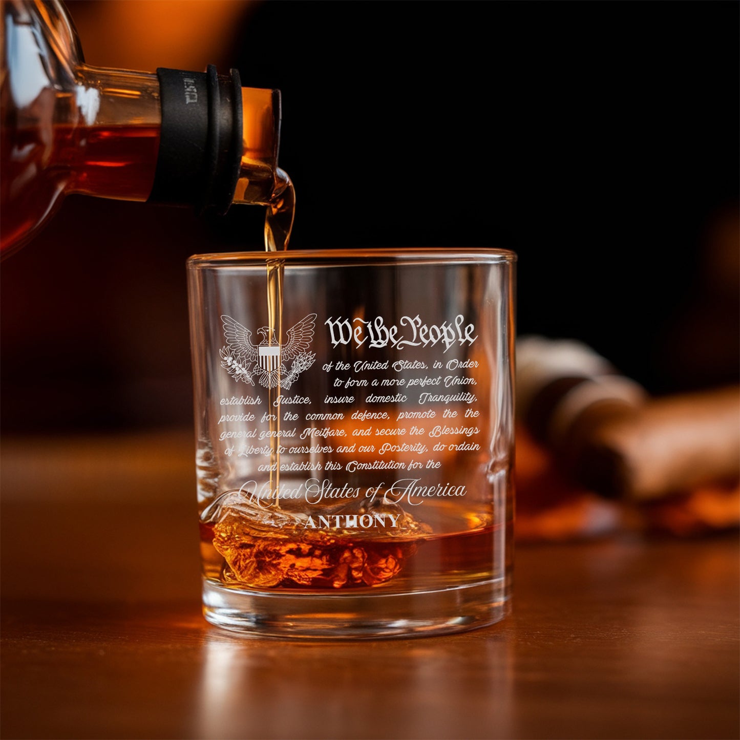 Personalized We The People Independence Day Decanter Set With Whiskey Glasses, Independence Gift, Military Veteran Gift TND088