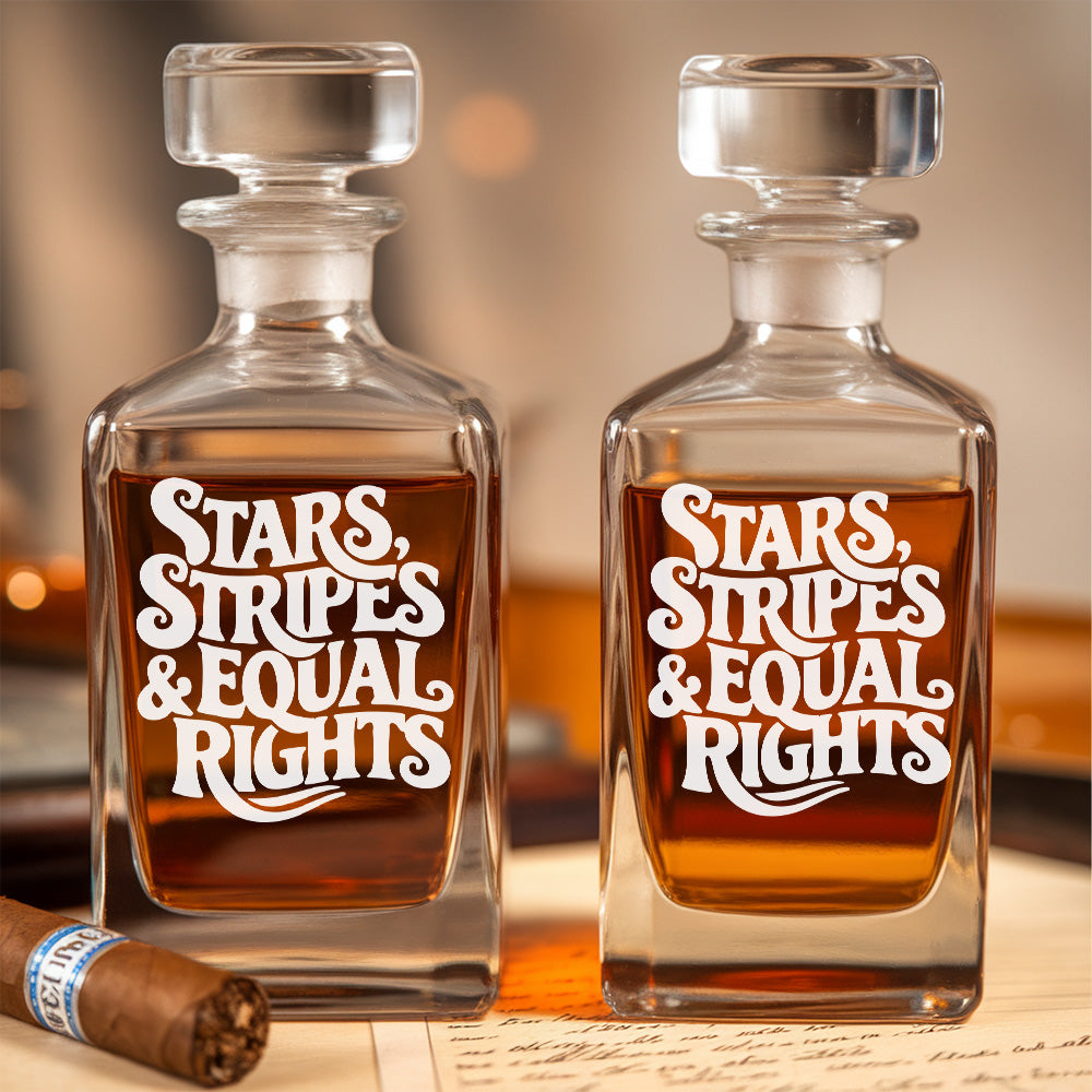 Stars, Stripes & Equal Rights Whiskey Decanter Set โ 4th of July Gift THUC99DI03