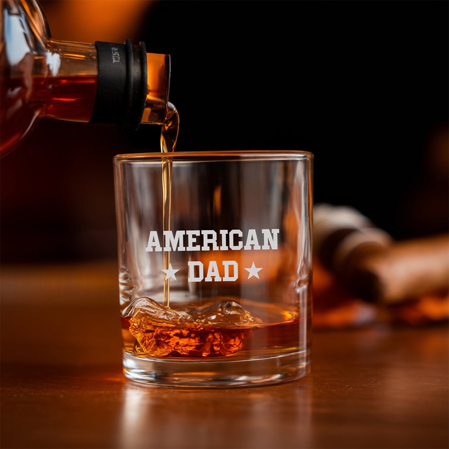 Personalized Dad With Kids Name American Flag Decanter Set, Gift For Veteran, Patriotic Gift, American Dad Gift TND081