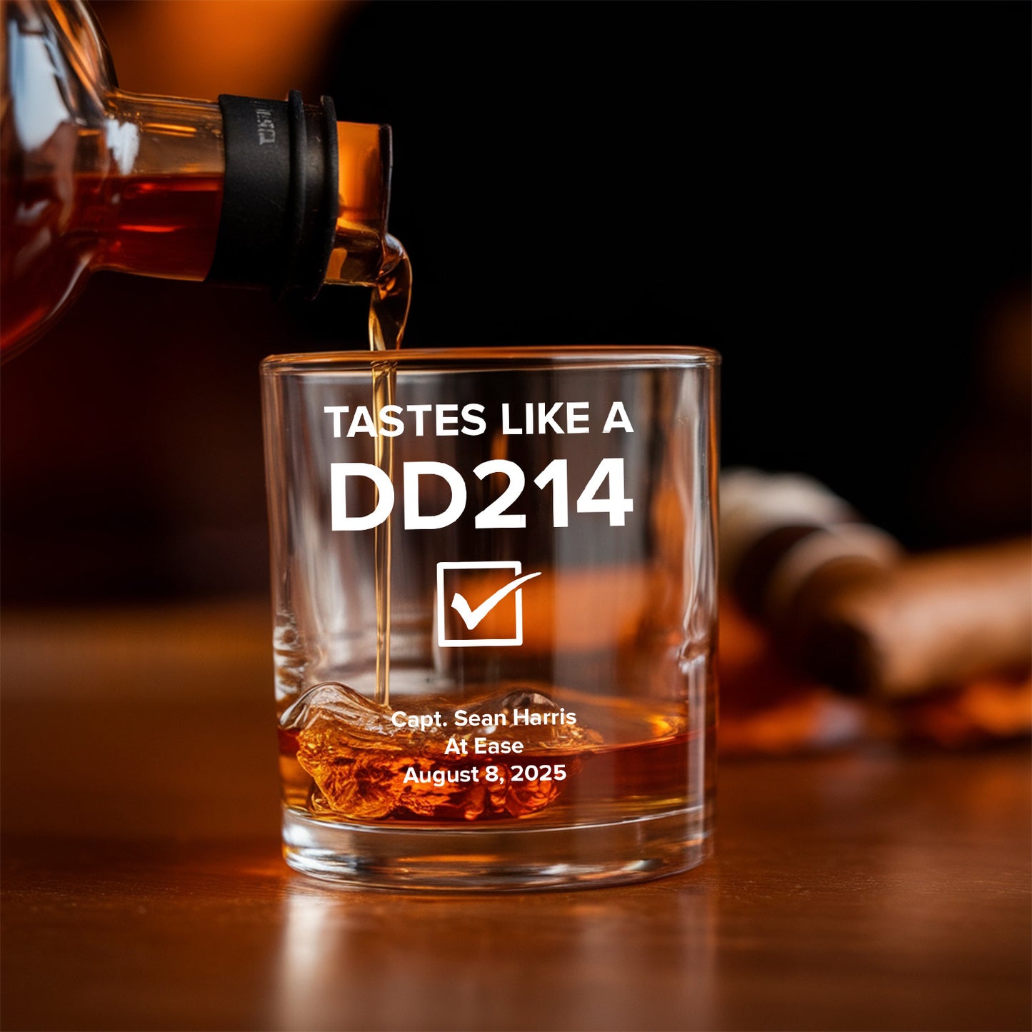 Personalized DD214 Military Retirement Decanter With Whiskey Glasses, Military Veteran Gift, DD214 Gift, Custom Veteran Whiskey TND084