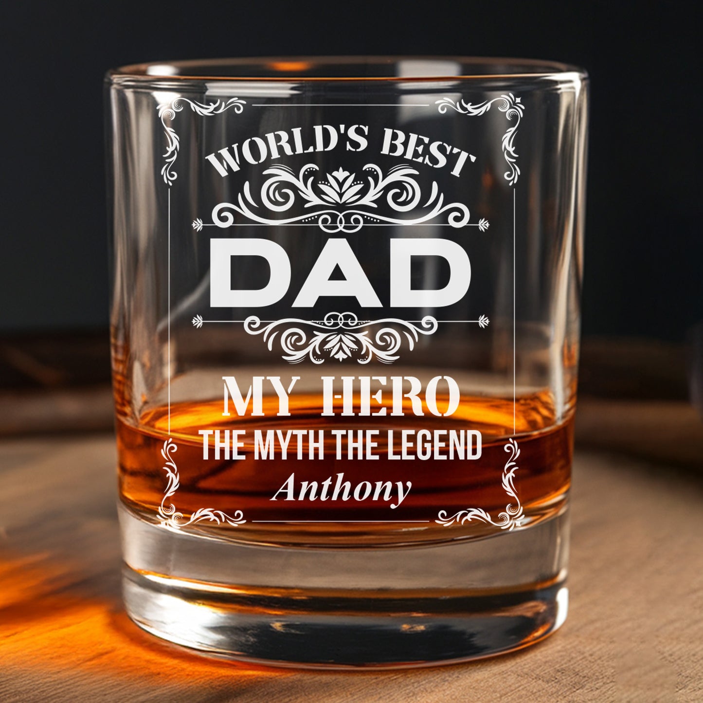 Personalized World's Best Dad Decanter With Whiskey Glasses, Gift For Dad TND076