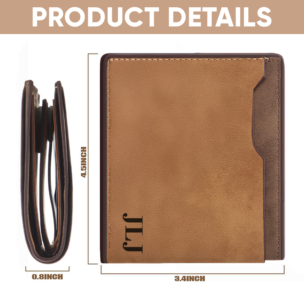 TNW002 Personalized Leather Mens Wallet, Gift for Anniversary, Graduation, Dad, Boyfriend, Him, Husband, Father, Handwriting Engraved Custom Wallet