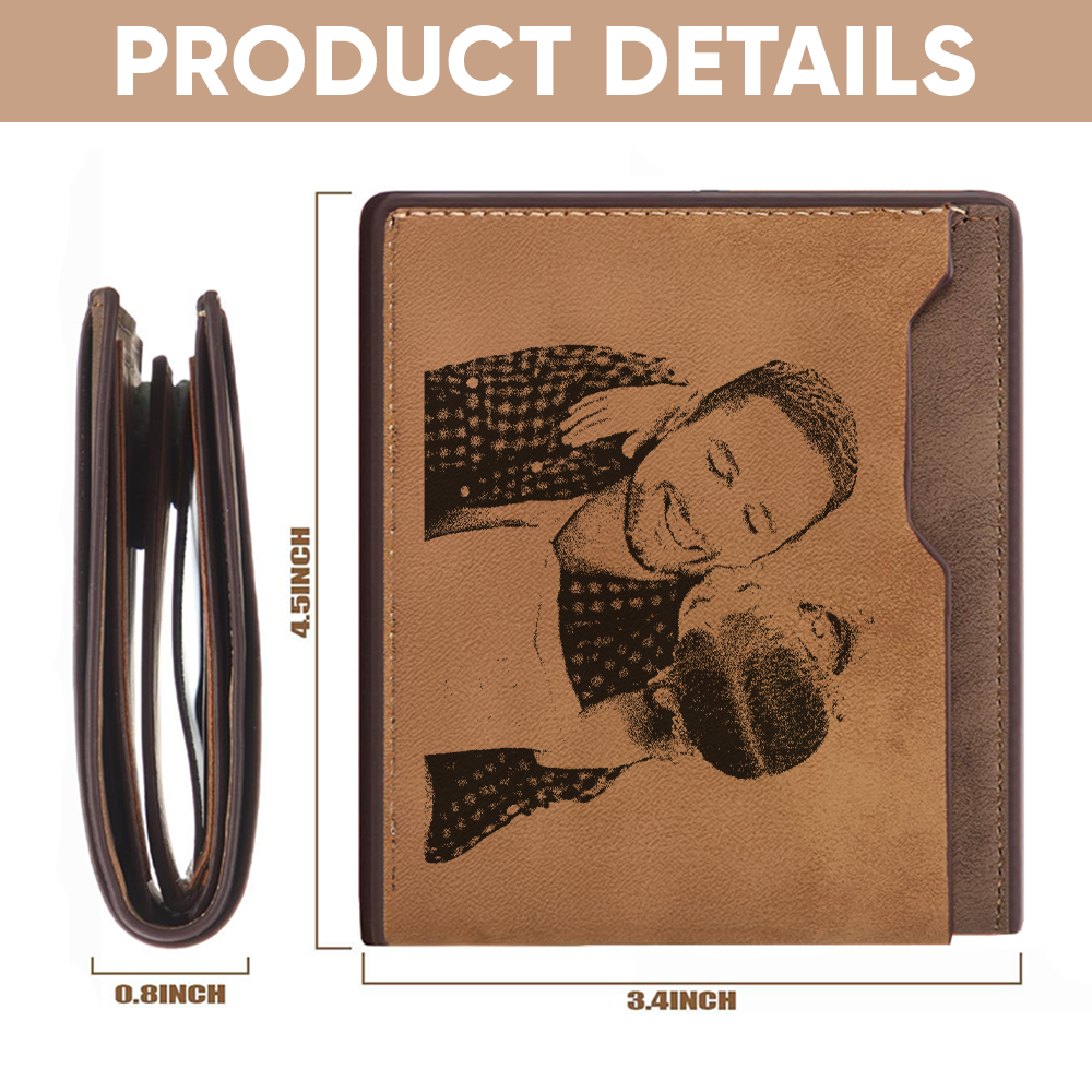 Custom Photo You Are The World Men's Wallet, Personalized Photo Leather Wallet , Gift for Dad Husband Groomsman Anniversary