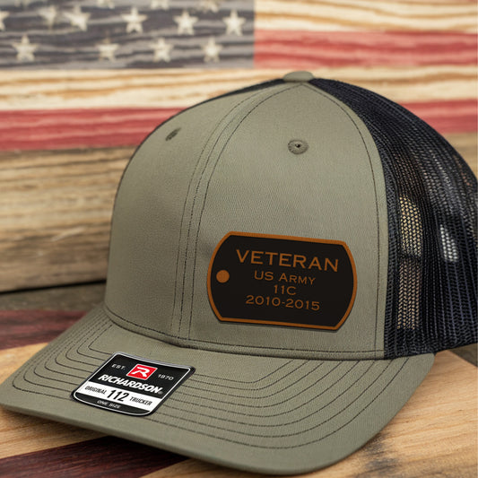 Personalized Military Service Dog Tag Trucker Hat, Veteran Trucker Hat, Gift for Army
