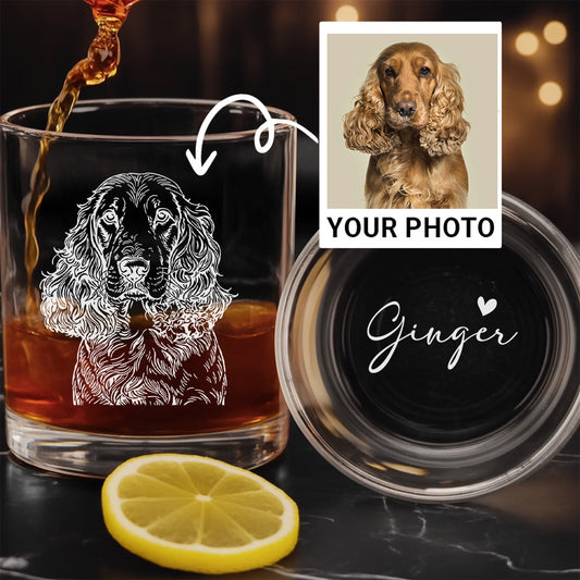 Custom Dog Photo Whiskey Glass 11oz – Personalized Pet Name Gift for Dog Lovers, Moms & Dads THUC99WP07