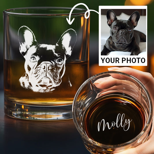 Custom Dog Lover Gift – Custom Photo & Name Whiskey Glass 11oz – Personalized Barware THUC99WP03