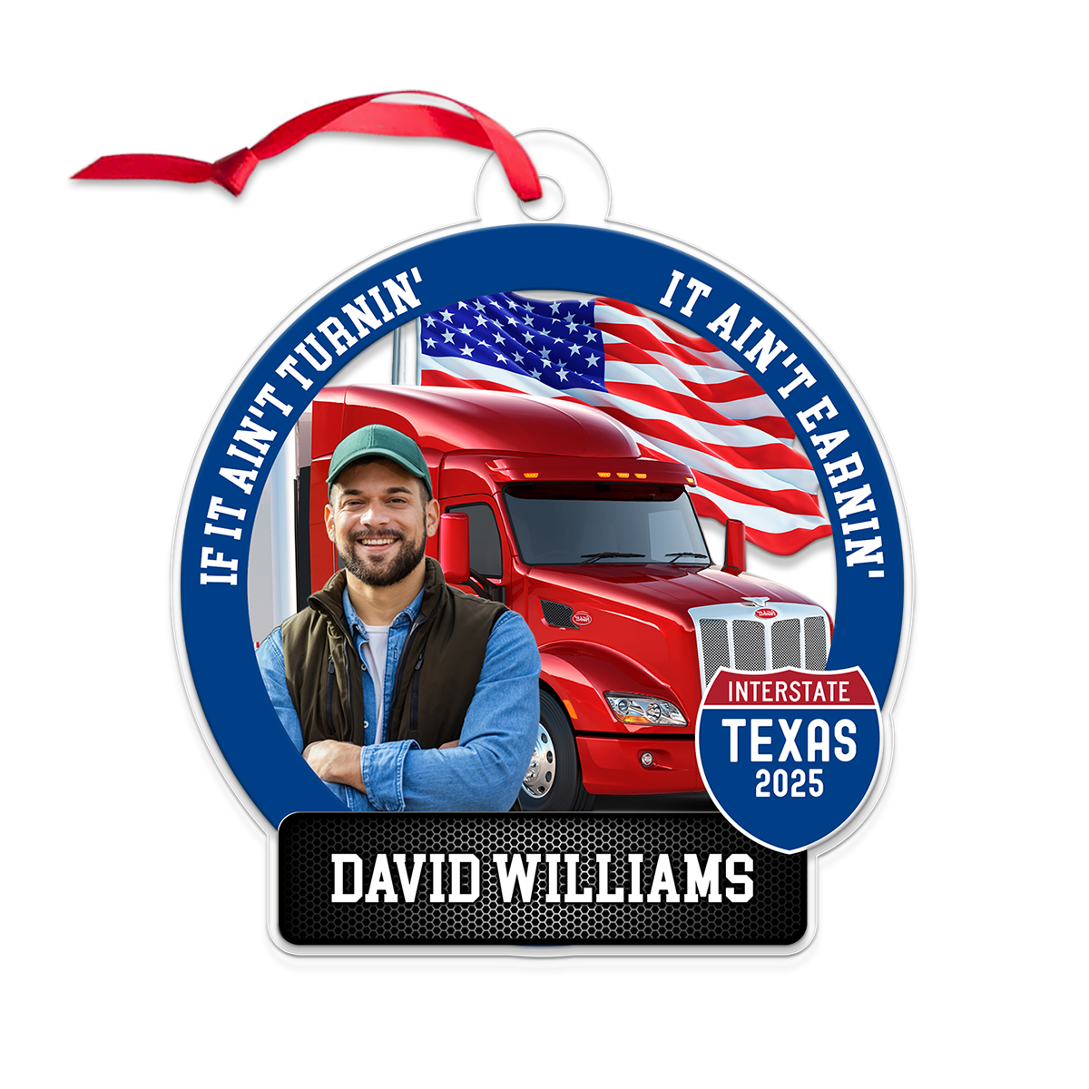 Custom Photo Trucker America Flag