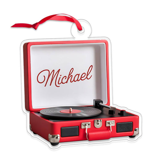 Personalized Vinyl Record Machine Ornament, Keepsake For Music Lovers, Vinyl Record Christmas Gift, Hanging Ornament For The Tree