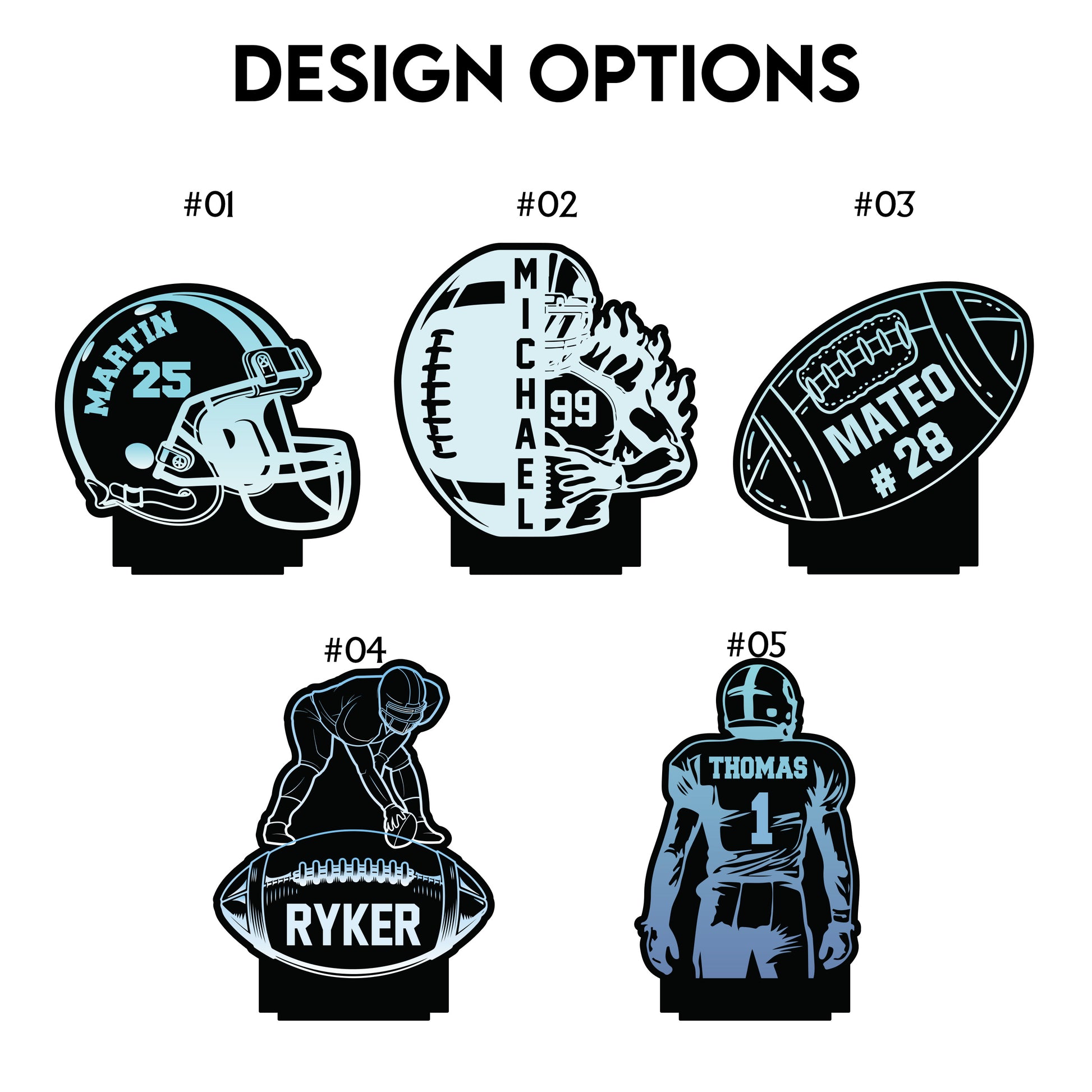 Aeluxlas Personalized Football LED Night Light, Football Night Light, Custom Football Night Light, Football Kids Bedroom Light, LED Bedroom Light