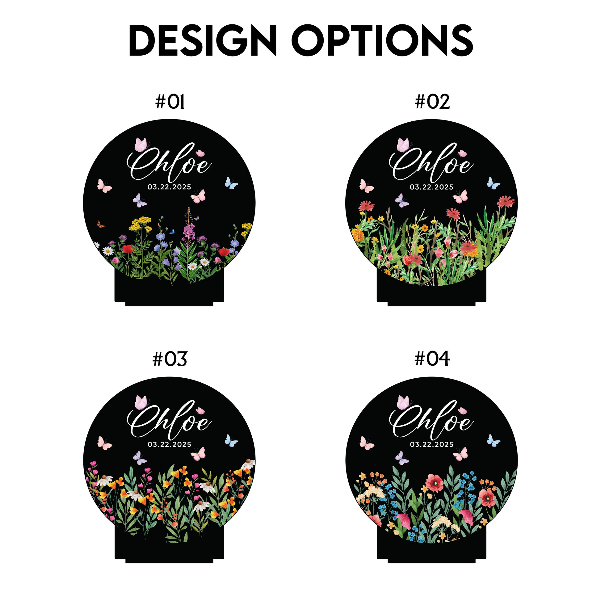 Aeluxlas Birthday Gift for Her, Custom Floral Butterfly Name Night Light, Christening Gift, Baptism Gift for Kids, Custom Baby Night Light with Name