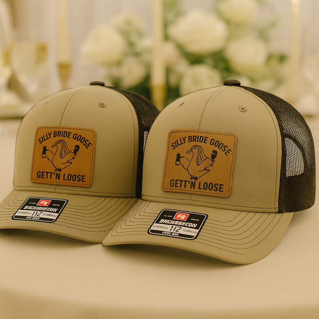 Wedding Trucker Hat – Gett’n Loose Goose Design, Personalized Bride Hat for Wild Bachelorette Weekend VHA163